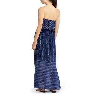 Athleta Molokai Strapless Maxi Dress Blue and White Size XL